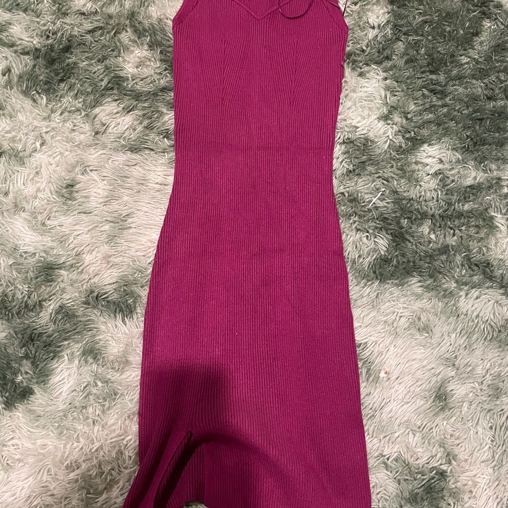 Olive & Oak Vibrant Pink Midi Dress